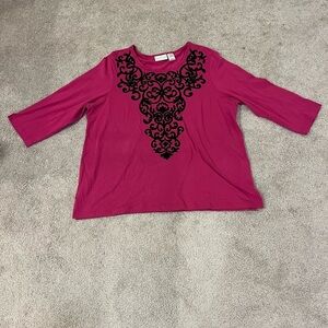 Alfred Dunner 3/4 Length Sleeve Blouse